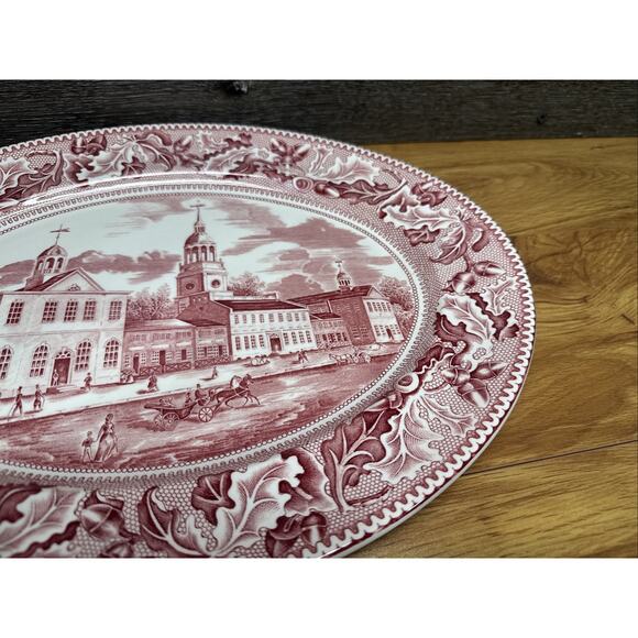 Johnson Brothers Historic America Independance Hall Philadelphia Platter 16x12.5 - Picture 4 of 8
